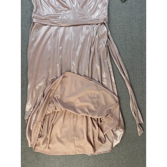 NWT Donna Ricco Midi Dress Metallic Shimmer Flowy Skirt Blush Pink DR51867 Sz 10 - Picture 5 of 9